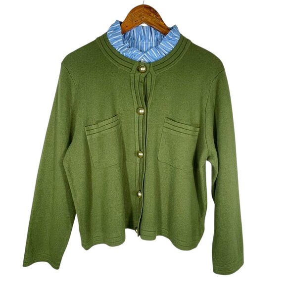 Free Assembly Green Knit Cardigan Jacket Gold Buttons XXL Cotton Blend NWOT - Picture 11 of 11